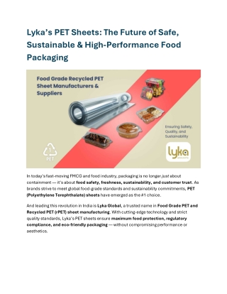 Future of Safe, Sustainable & High-Performance Food Packaging
