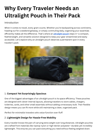 Why Every Traveler Needs an Ultralight Pouch in Their Pack