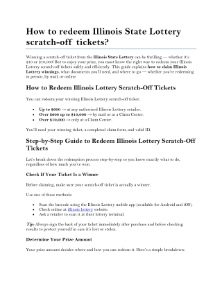 How to redeem Illinois State Lottery scratch