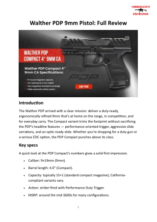 Walther PDP 9mm Pistol Full Review