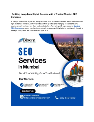 Building Long-Term Digital Success with a Trusted Mumbai SEO Company