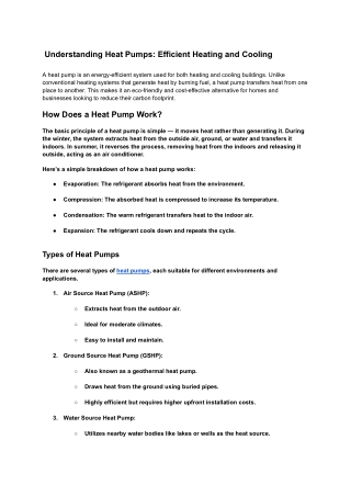 Understanding Heat Pumps: Efficient Heating and Cooling