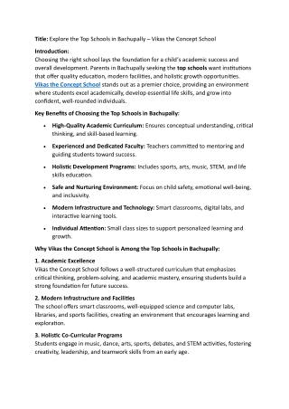 Top Schools in Bachupally |  Vikas the Concept School