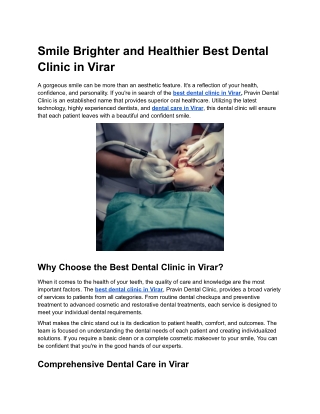 Smile Brighter and Healthier Best Dental Clinic in Virar