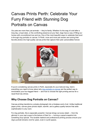 Canvas Prints Perth_ Celebrate Your Furry Friend with Stunning Dog Portraits on Canvas