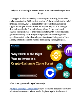 Why 2026 Is the Right Year to Invest in a Crypto Exchange Clone Script