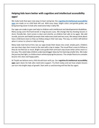 Helping kids learn better with cognitive and intellectual accessibility apps!