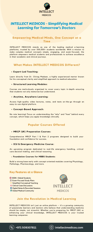 INTELLECT MEDICOS – Simplifying Medical Learning for Tomorrow’s Doctors