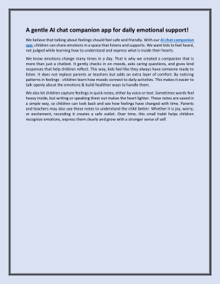 A gentle AI chat companion app for daily emotional support!