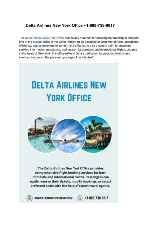Delta Airlines New York Office  1-888-738-0817