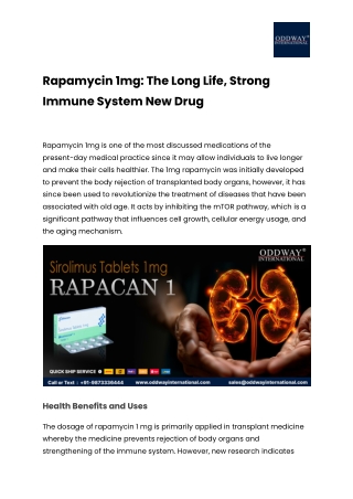 Rapamycin 1mg: The Long Life, Strong Immune System New Drug