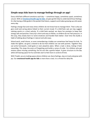 Simple ways kids learn to manage feelings through an app!