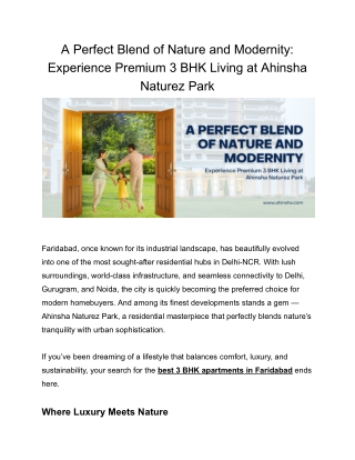 A Perfect Blend of Nature and Modernity: Experience Premium 3 BHK Living at Ahin