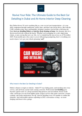 Revive Your Ride: The Ultimate Guide to the Best Car  Detailing in Dubai and At-