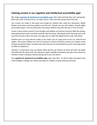 Calming screens in our cognitive and intellectual accessibility app!