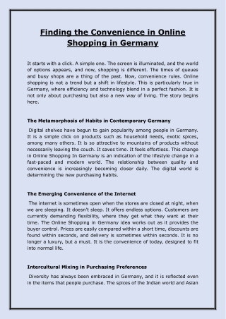 Finding the Convenience in Online Shopping in Germany