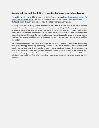 Superior calming tools for children in assistive technology special needs apps!