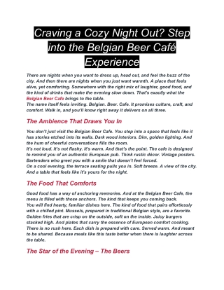 Craving a Cozy Night Out Step into the Belgian Beer Café Experience