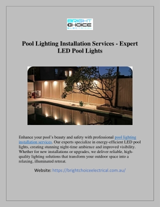 Pool Lighting Installation Services - Expert LED Pool Lights