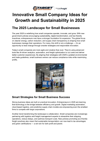 Innovative Small Company Ideas for Growth and Sustainability in 2025