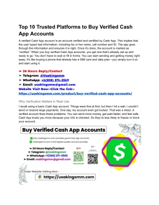 Top 10 Trusted Platforms to Buy Verified Cash App Accounts