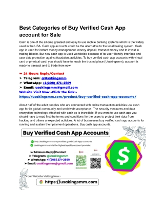 Best Categories of Buy Verified Cash App account for Sale