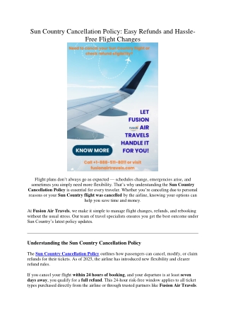 Sun Country Cancellation Policy