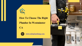 How To Choose The Right Plumber In Westminster CA