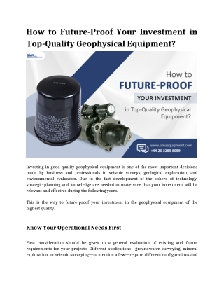How to Future-Proof Your Investment in Top-Quality Geophysical Equipment