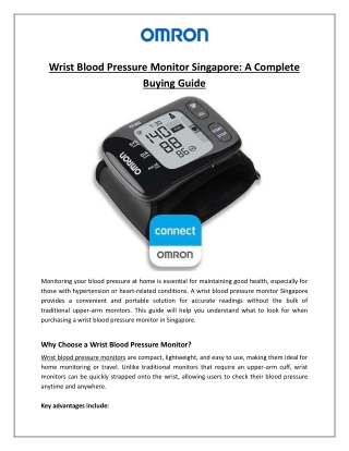 Wrist Blood Pressure Monitor Singapore A Complete Buying Guide