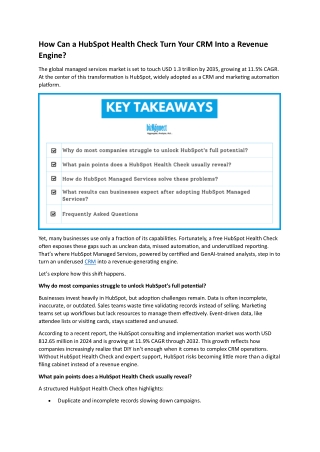 How Can a HubSpot Health Check Turn Your CRM Into a Revenue Engine