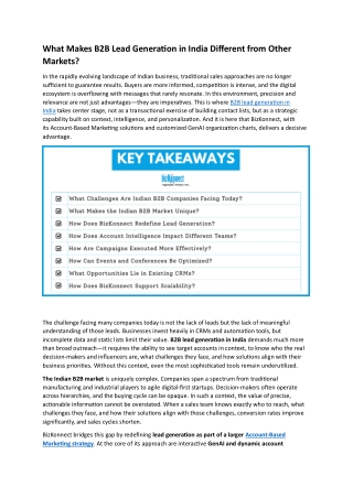 What Makes B2B Lead Generation in India Different from Other Markets
