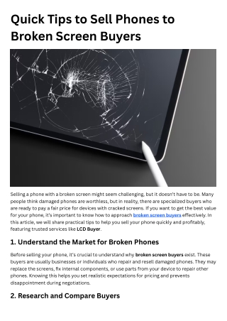 Quick Tips to Sell Phones to Broken Screen Buyers