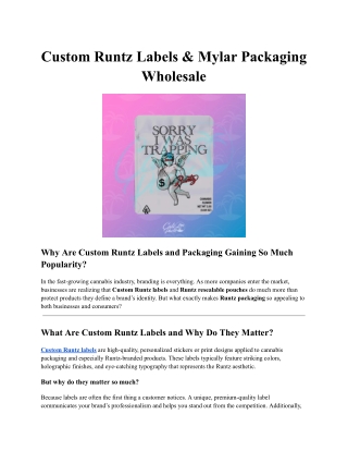 Why Are Custom Runtz Labels and Packaging Gaining So Much Popularity