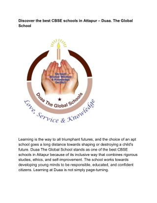 best cbse school in attapur