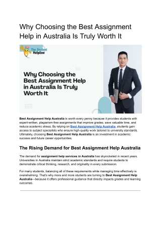 Why Choosing the Best Assignment Help in Australia Is Truly Worth It