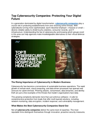 Top Cybersecurity Companies Protecting Your Digital Future