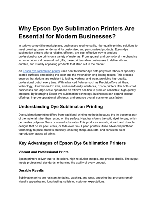 Epson Dye Sublimation Printers