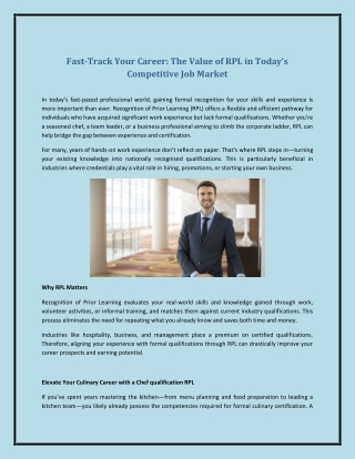 Fast-Track Your Career: The Value of RPL in Today’s Competitive Job Market