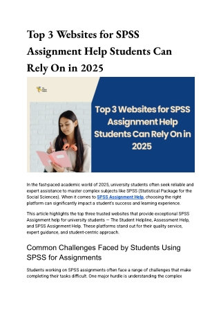 Top 3 Websites for SPSS Assignment Help Students Can Rely On in 2025
