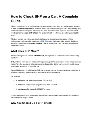 How to Check BHP on a Car_ A Complete Guide