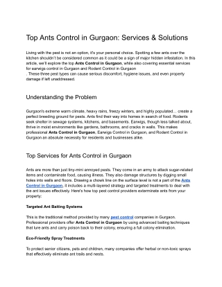 Top Ants Control in Gurgaon_ Services & Solutions