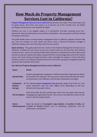 How Much do Property Management Services Cost in California?