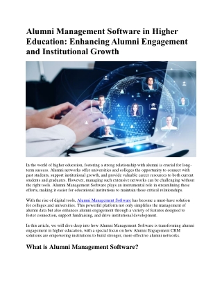 Alumni Management Software