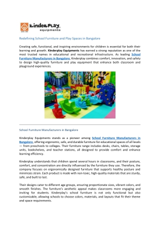 Redefining School Furniture and Play Spaces in Bangalore-Nov03