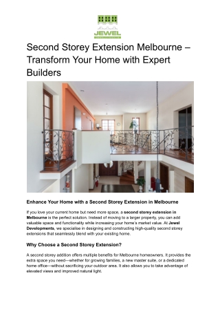 Second Storey Extension Melbourne – Transform Your Home with Expert Builders