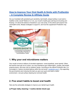 ProDentim – The Natural Oral Probiotic Formula for Stronger Teeth & Healthier Gu