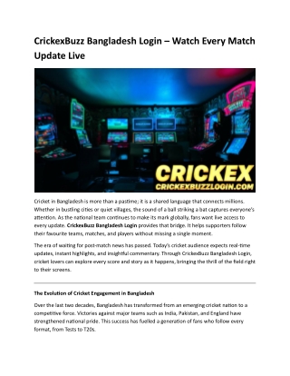 CrickexBuzz Bangladesh Login – Watch Every Match Update Live 1
