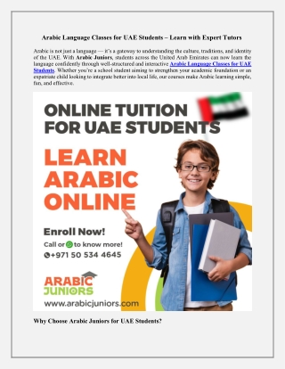 Arabic Language Classes for UAE Students