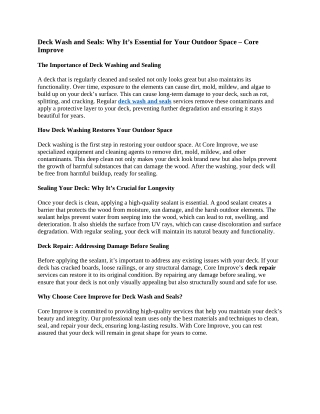 1- Deck Wash and Seals Why It’s Essential for Your Outdoor Space – Core Improve